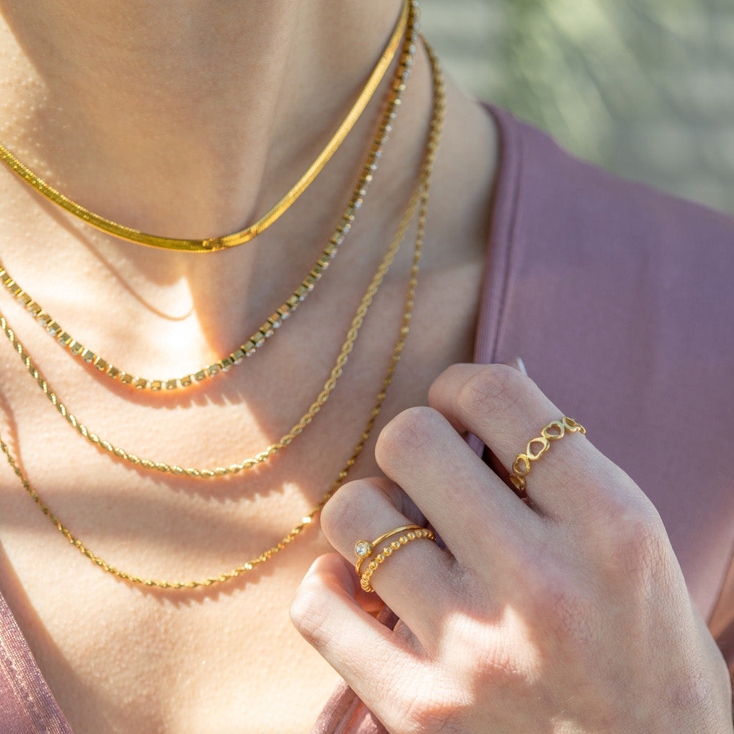 Gold Rope Chain Necklace – Lightweight 18K Stainless Steel Durable Jewelry