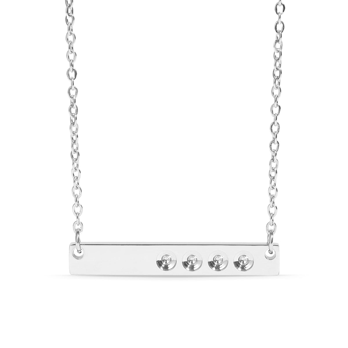 Stainless Steel Bar Necklace – Personalized Engravable Birthstone Jewelry Gift