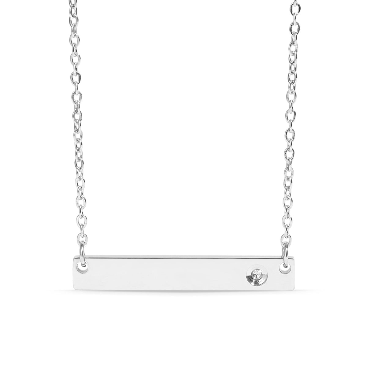 Stainless Steel Bar Necklace – Personalized Engravable Birthstone Jewelry Gift