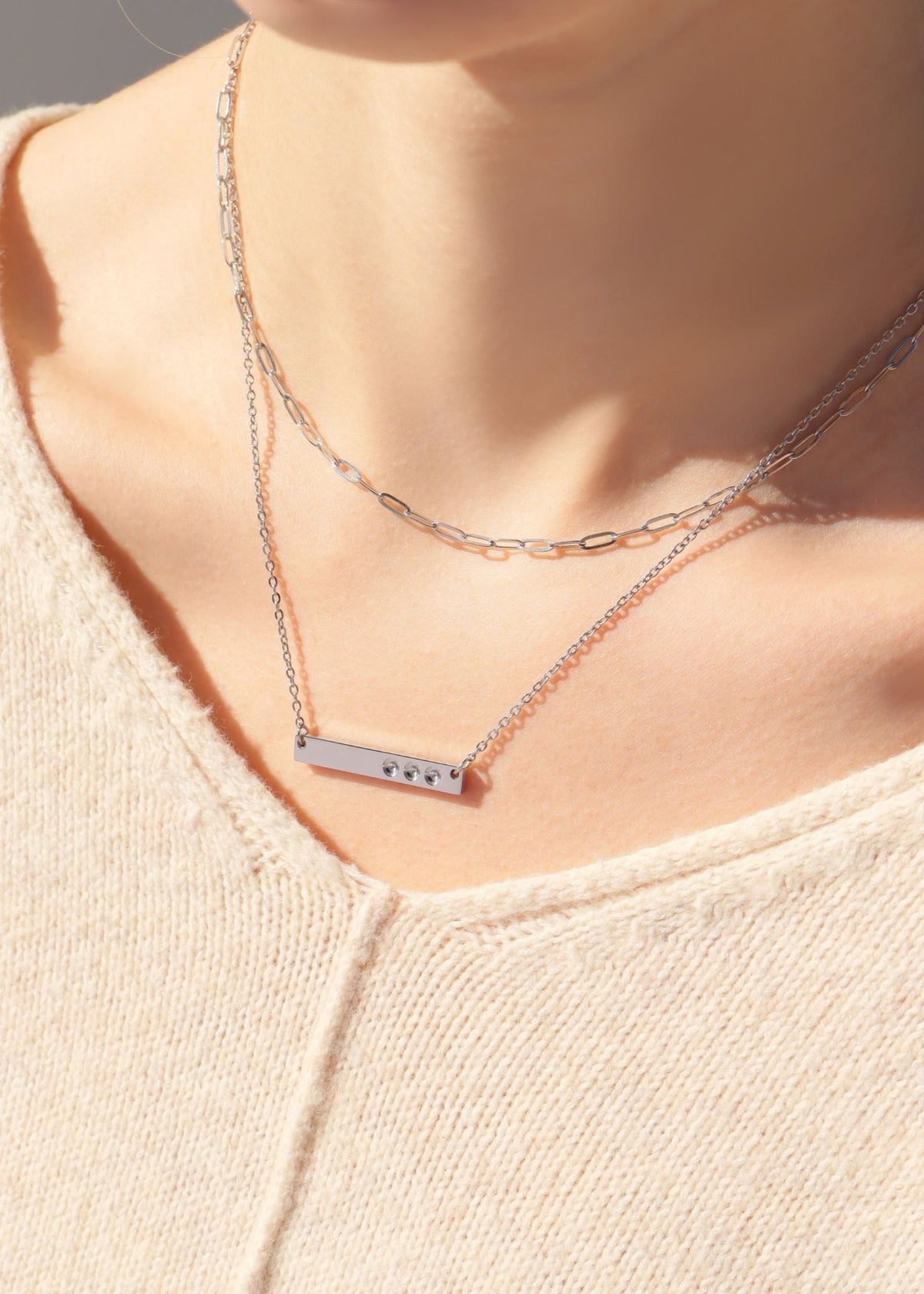 Stainless Steel Bar Necklace – Personalized Engravable Birthstone Jewelry Gift