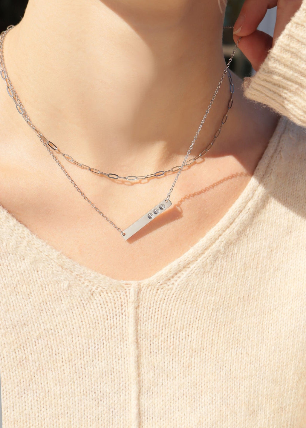 Stainless Steel Bar Necklace – Personalized Engravable Birthstone Jewelry Gift