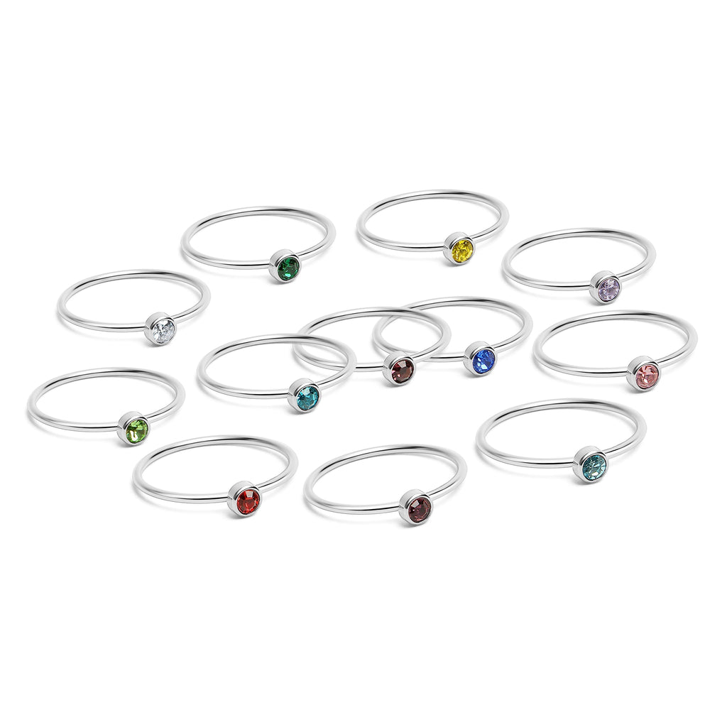 Stainless Steel Birthstone Ring – Durable 316L Surgical Steel With Cubic Zirconia - Ring | Sunflower Soul Boutique