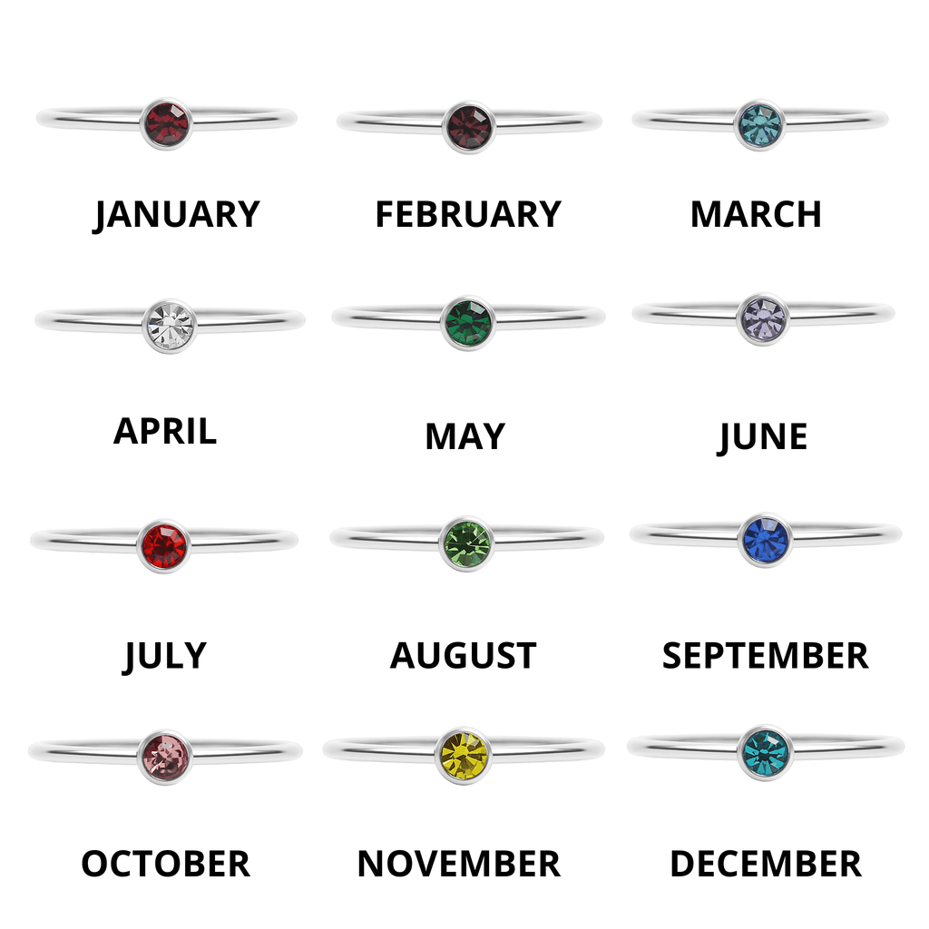 Stainless Steel Birthstone Ring – Durable 316L Surgical Steel With Cubic Zirconia - Ring | Sunflower Soul Boutique