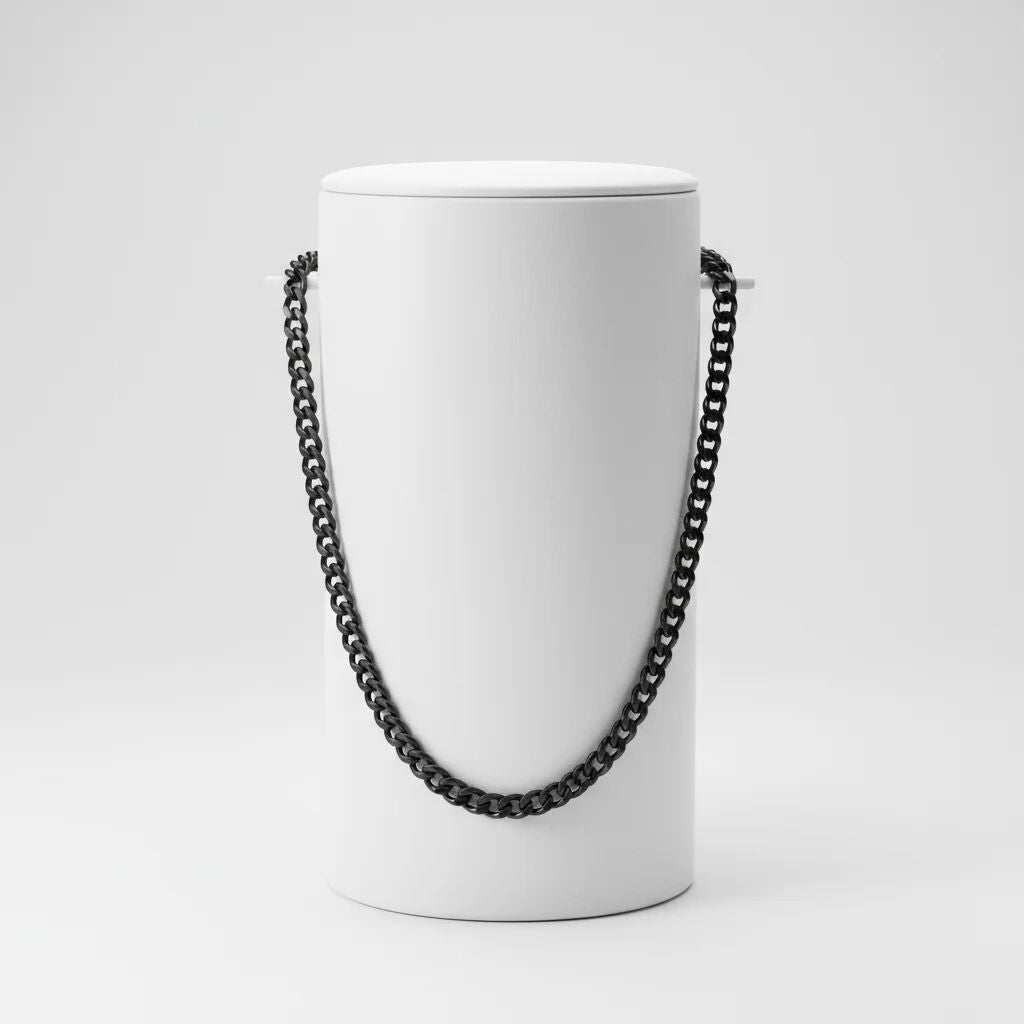 Stainless Steel Black Curb Chain Necklace / CHN7501