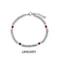 Stainless Steel Bracelet – Adjustable Chain Station Link Birthstone Jewelry Gift - Bracelets | Sunflower Soul Boutique