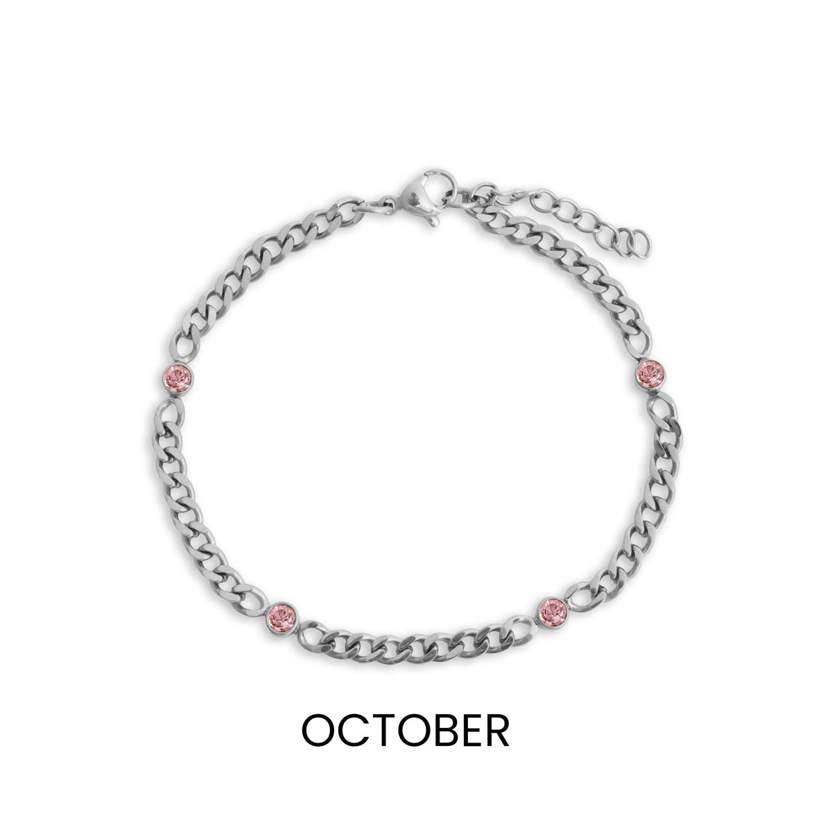 Stainless Steel Bracelet – Adjustable Chain Station Link Birthstone Jewelry Gift - Bracelets | Sunflower Soul Boutique