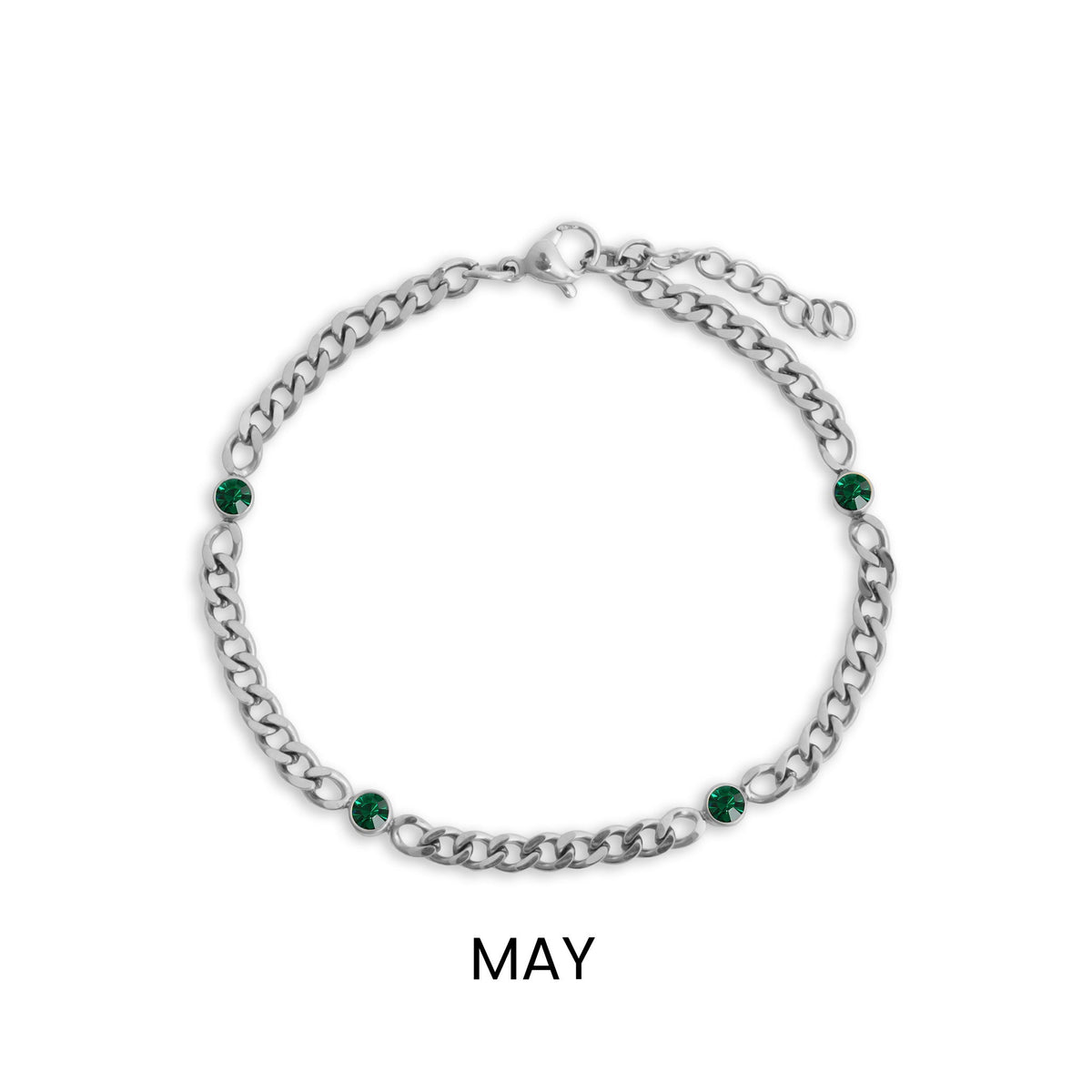 Stainless Steel Bracelet – Adjustable Chain Station Link Birthstone Jewelry Gift - Bracelets | Sunflower Soul Boutique