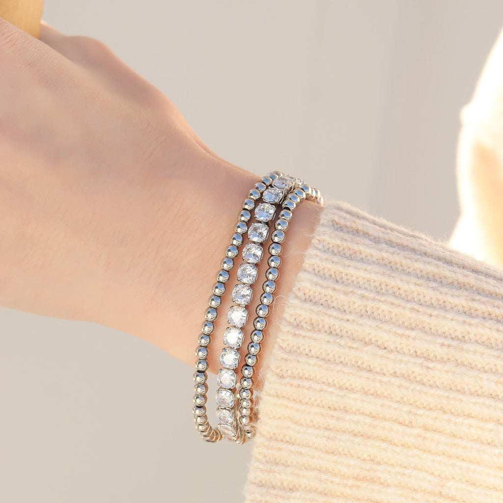 Stainless Steel Bracelet – Adjustable Metal Bead Stretch For Men’s Durable Style - Bracelets | Sunflower Soul Boutique