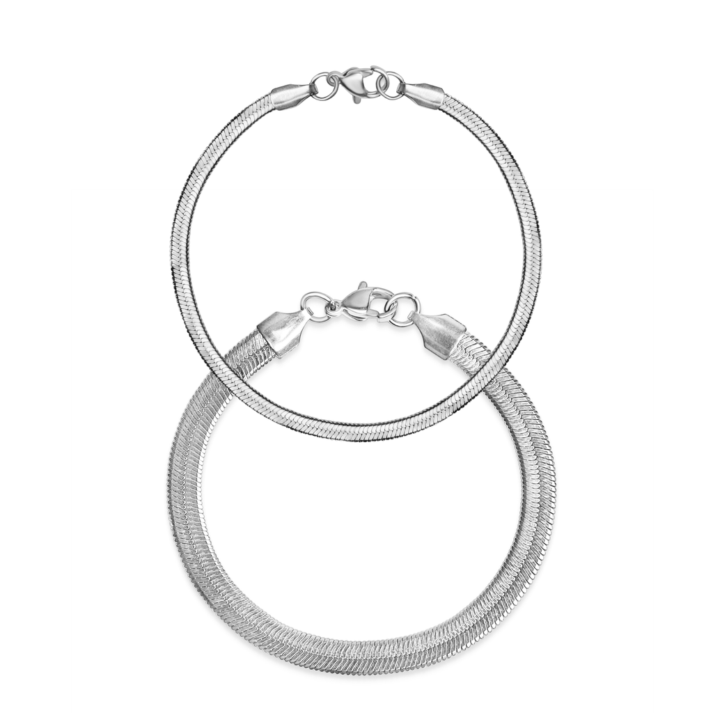 Stainless Steel Bracelet – Herringbone Chain With Hypoallergenic Lobster Clasp - Bracelets | Sunflower Soul Boutique