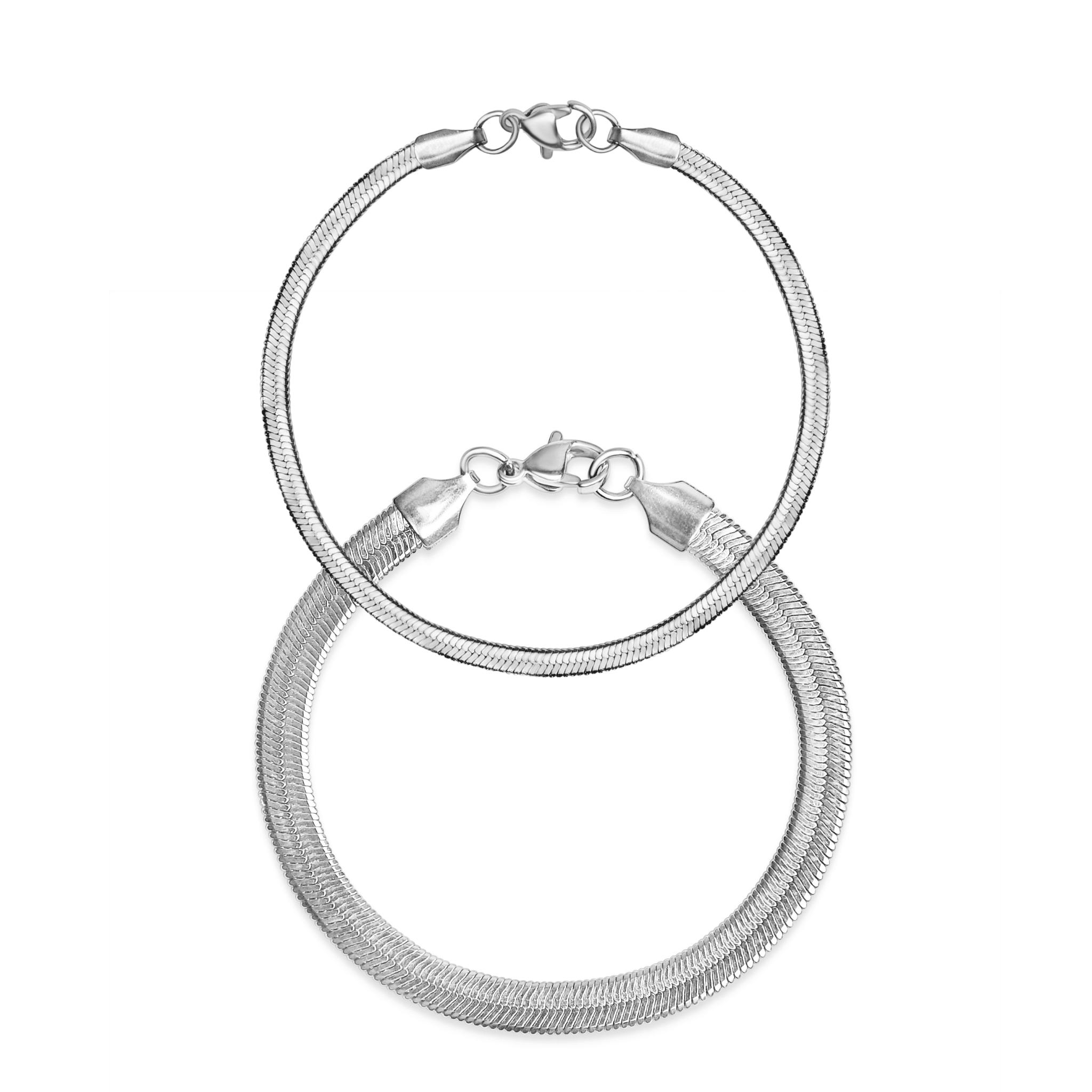 Stainless Steel Bracelet – Herringbone Chain With Hypoallergenic Lobster Clasp - Bracelets | Sunflower Soul Boutique