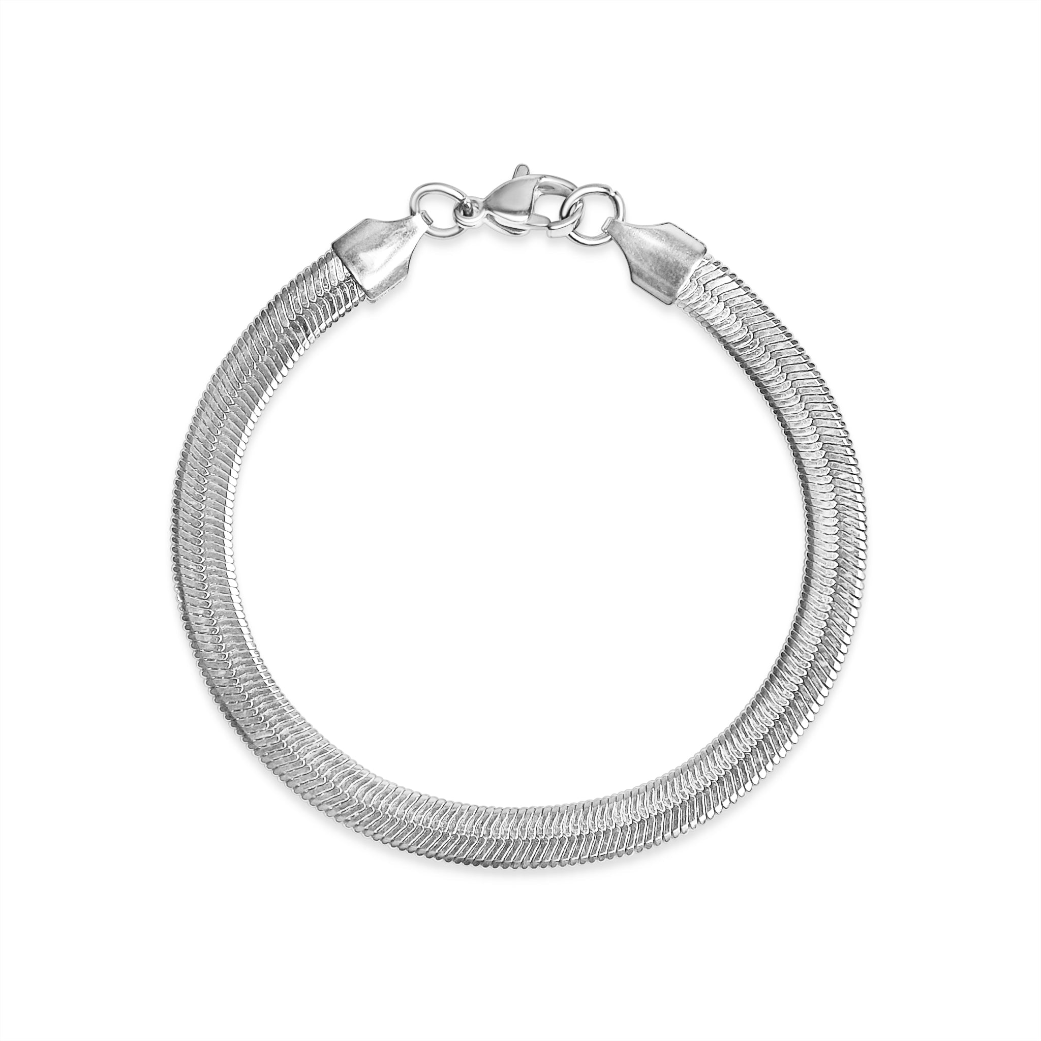 Stainless Steel Bracelet – Herringbone Chain With Hypoallergenic Lobster Clasp - Bracelets | Sunflower Soul Boutique