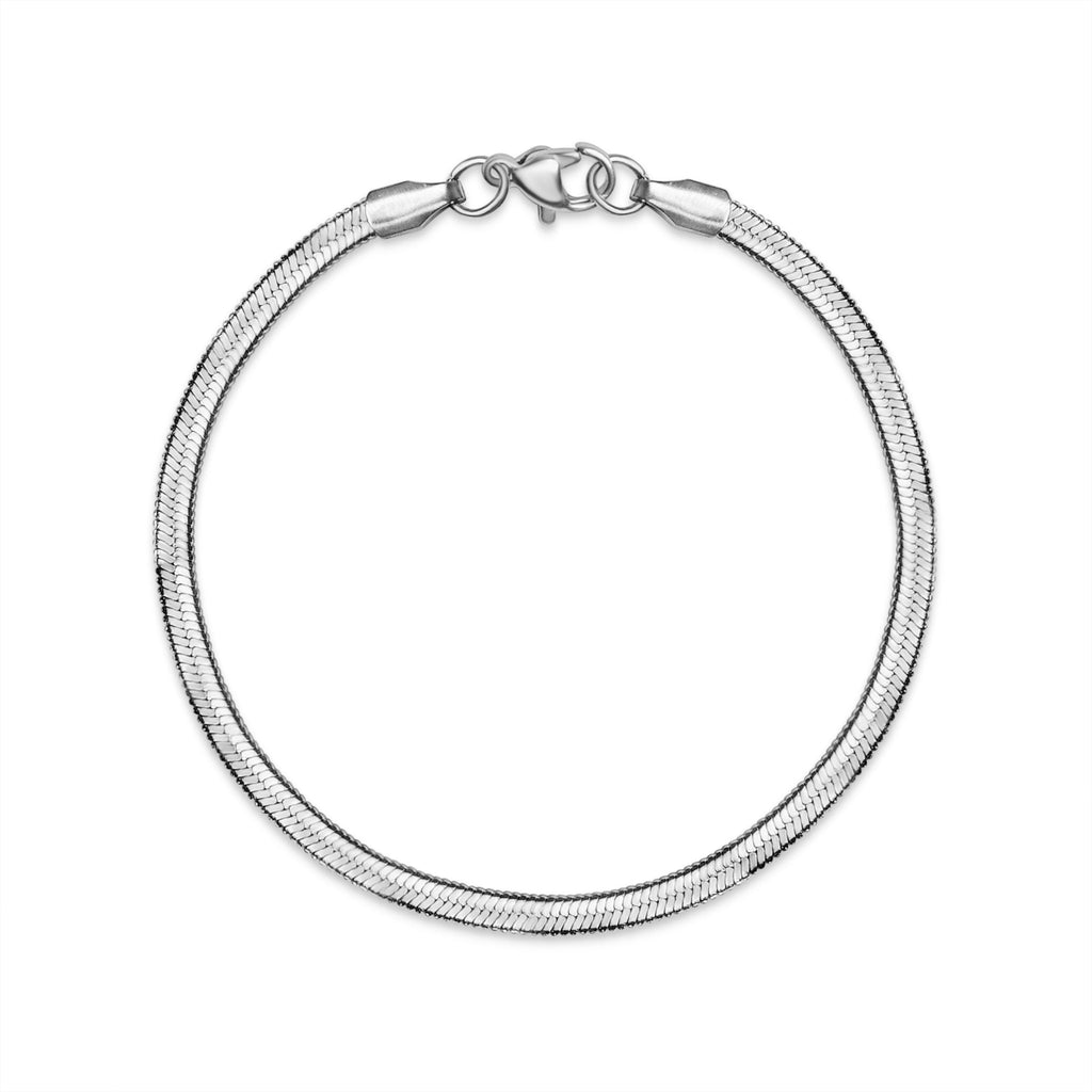 Stainless Steel Bracelet – Herringbone Chain With Hypoallergenic Lobster Clasp - Bracelets | Sunflower Soul Boutique
