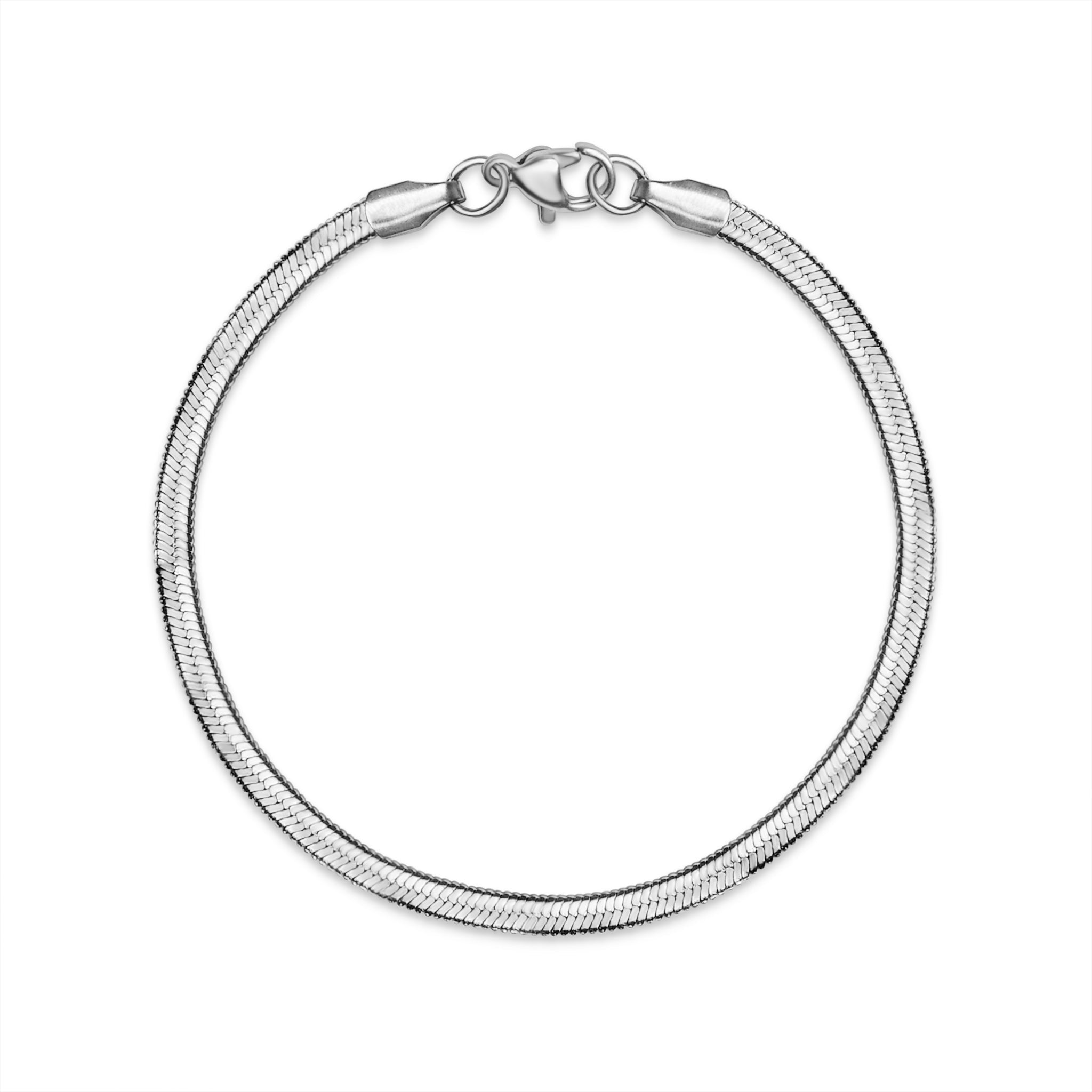 Stainless Steel Bracelet – Herringbone Chain With Hypoallergenic Lobster Clasp - Bracelets | Sunflower Soul Boutique