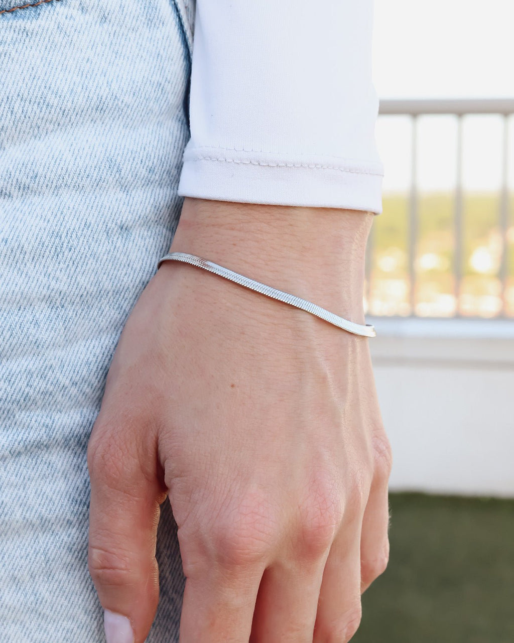 Stainless Steel Bracelet – Herringbone Chain With Hypoallergenic Lobster Clasp - Bracelets | Sunflower Soul Boutique