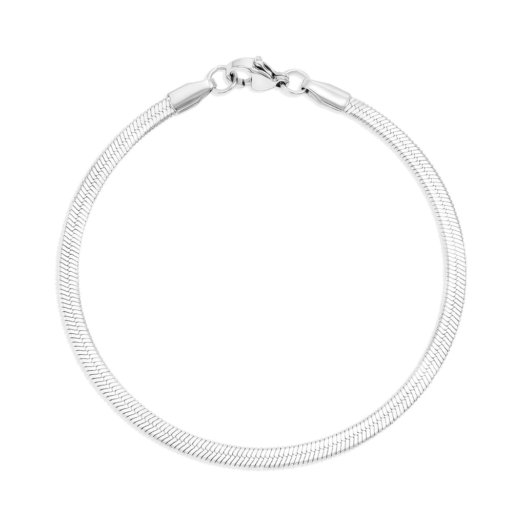 Stainless Steel Bracelet – Herringbone Chain With Hypoallergenic Lobster Clasp - Bracelets | Sunflower Soul Boutique