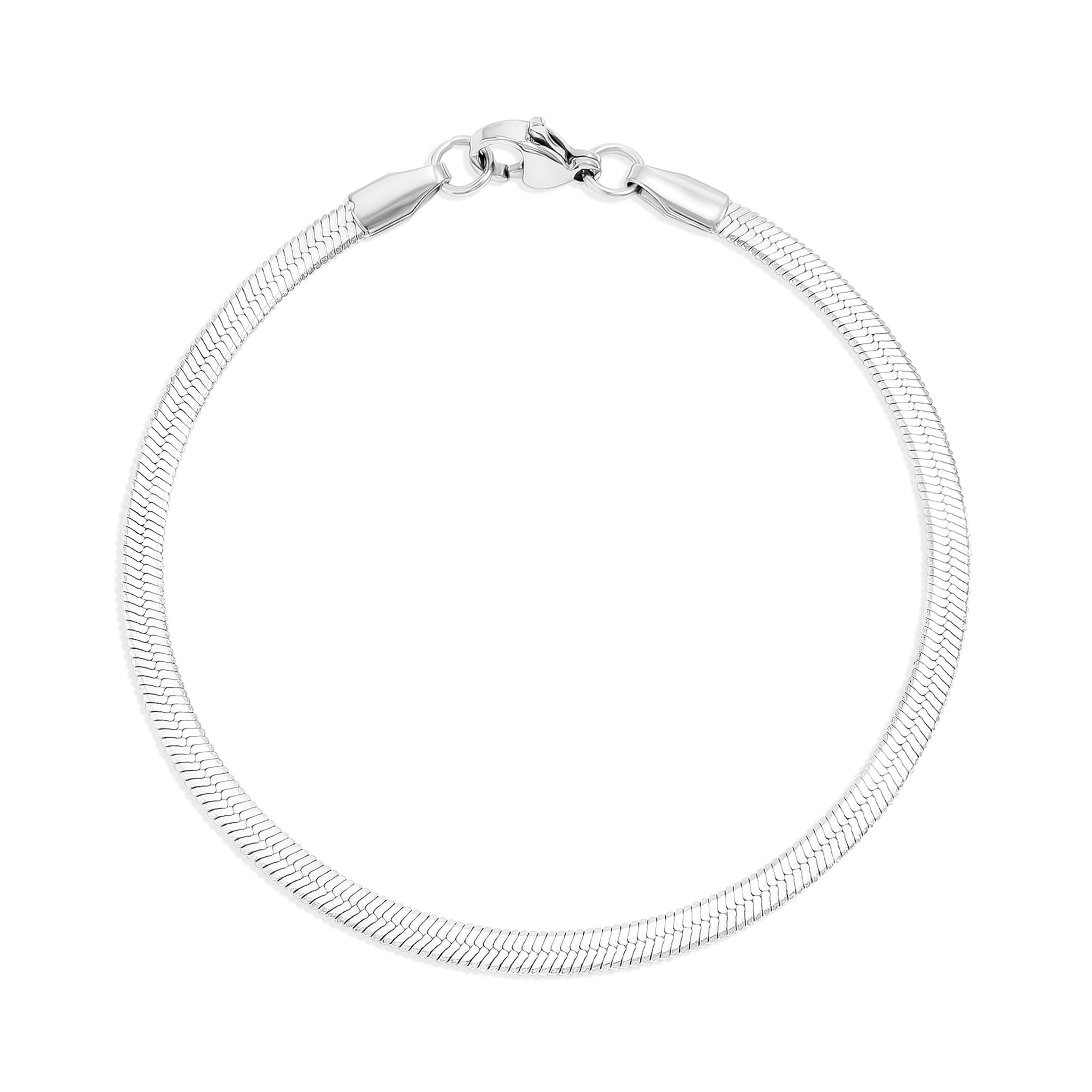 Stainless Steel Bracelet – Herringbone Chain With Hypoallergenic Lobster Clasp - Bracelets | Sunflower Soul Boutique