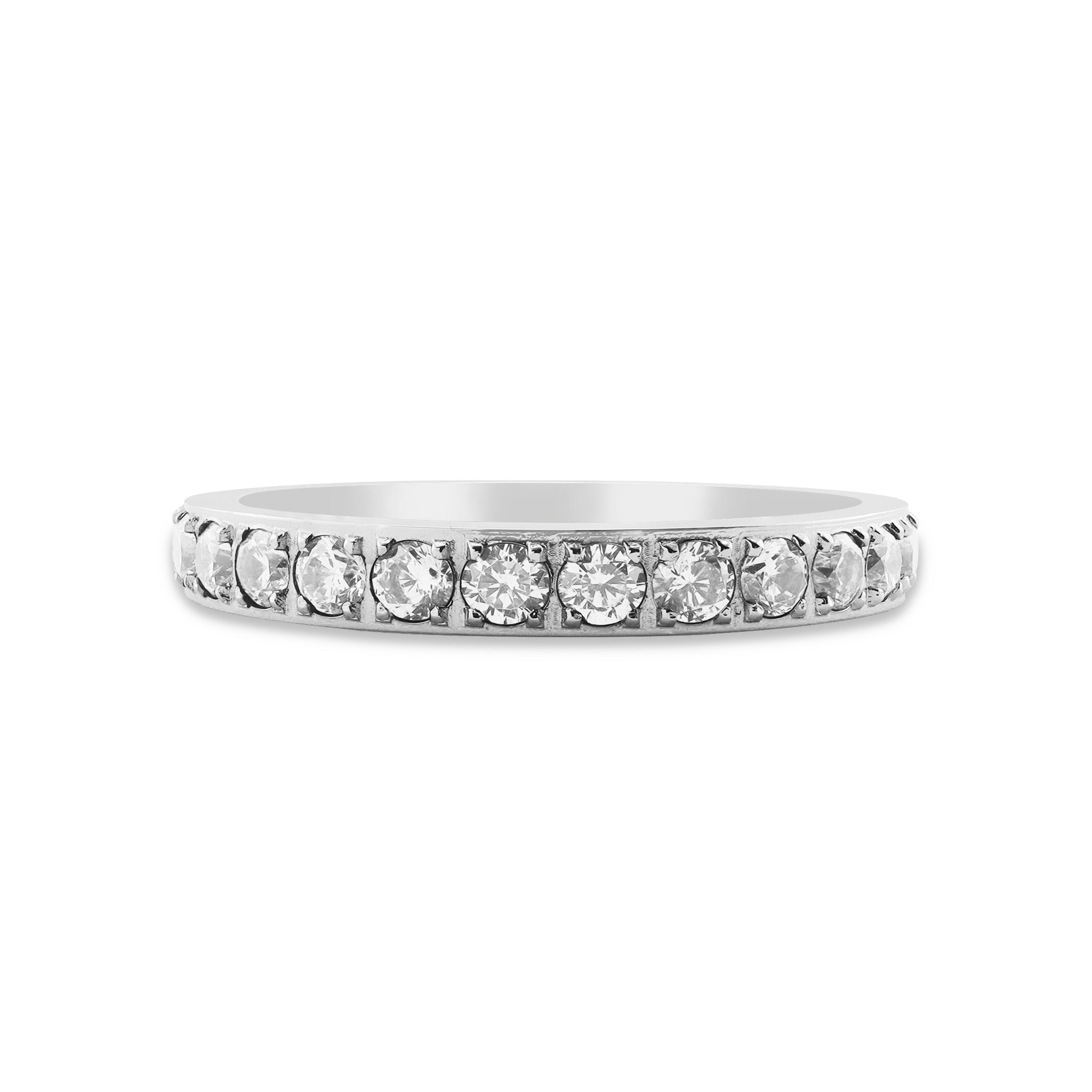 Stainless Steel CZ Ring – 316L Surgical Steel Halo Prong Set Band for Everyday Wear - Ring | Sunflower Soul Boutique