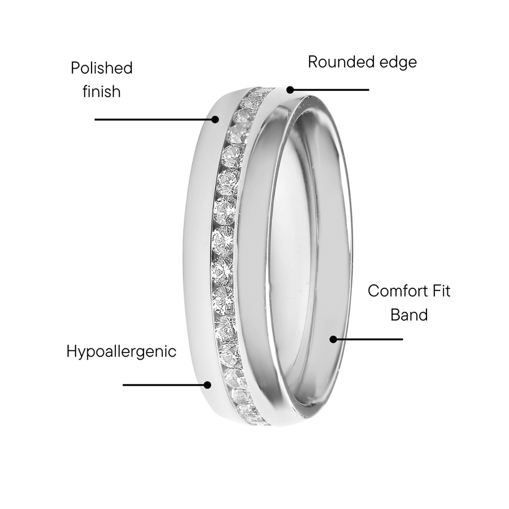 Stainless Steel CZ Ring – Durable 316L Surgical Steel Band With Channel Set CZ - Ring | Sunflower Soul Boutique