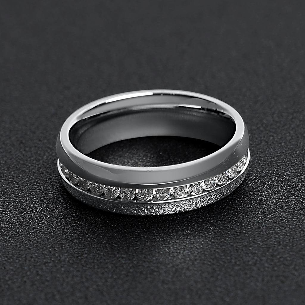 Stainless Steel CZ Ring – Durable 316L Surgical Steel Band With Channel Set CZ - Ring | Sunflower Soul Boutique