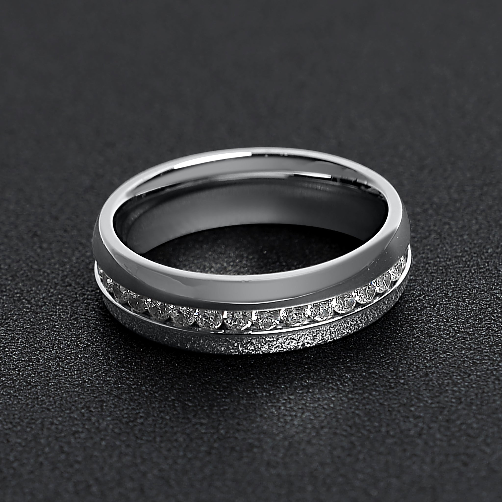 Stainless Steel CZ Ring – Durable 316L Surgical Steel Band With Channel Set CZ - Ring | Sunflower Soul Boutique
