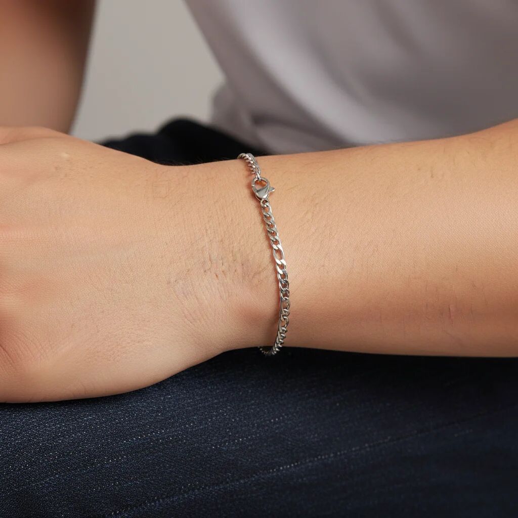 Stainless Steel Figaro Bracelet – Durable 316L Surgical Steel Chain Jewelry - Bracelets | Sunflower Soul Boutique