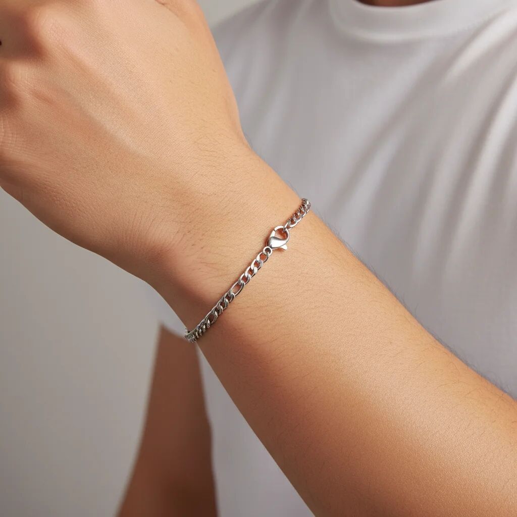 Stainless Steel Figaro Bracelet – Durable 316L Surgical Steel Chain Jewelry - Bracelets | Sunflower Soul Boutique
