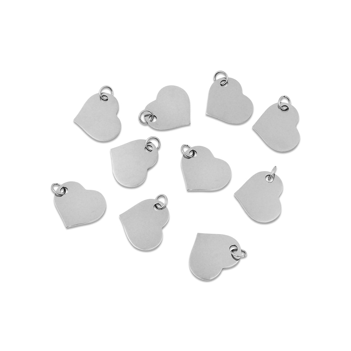 10 Pack - Polished Stainless Steel Heart Pendant