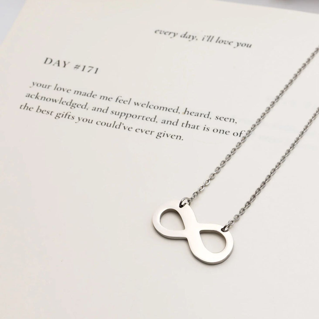 Stainless Steel Infinity Necklace – Engravable Pendant | Hypoallergenic, Tarnish Free Jewelry