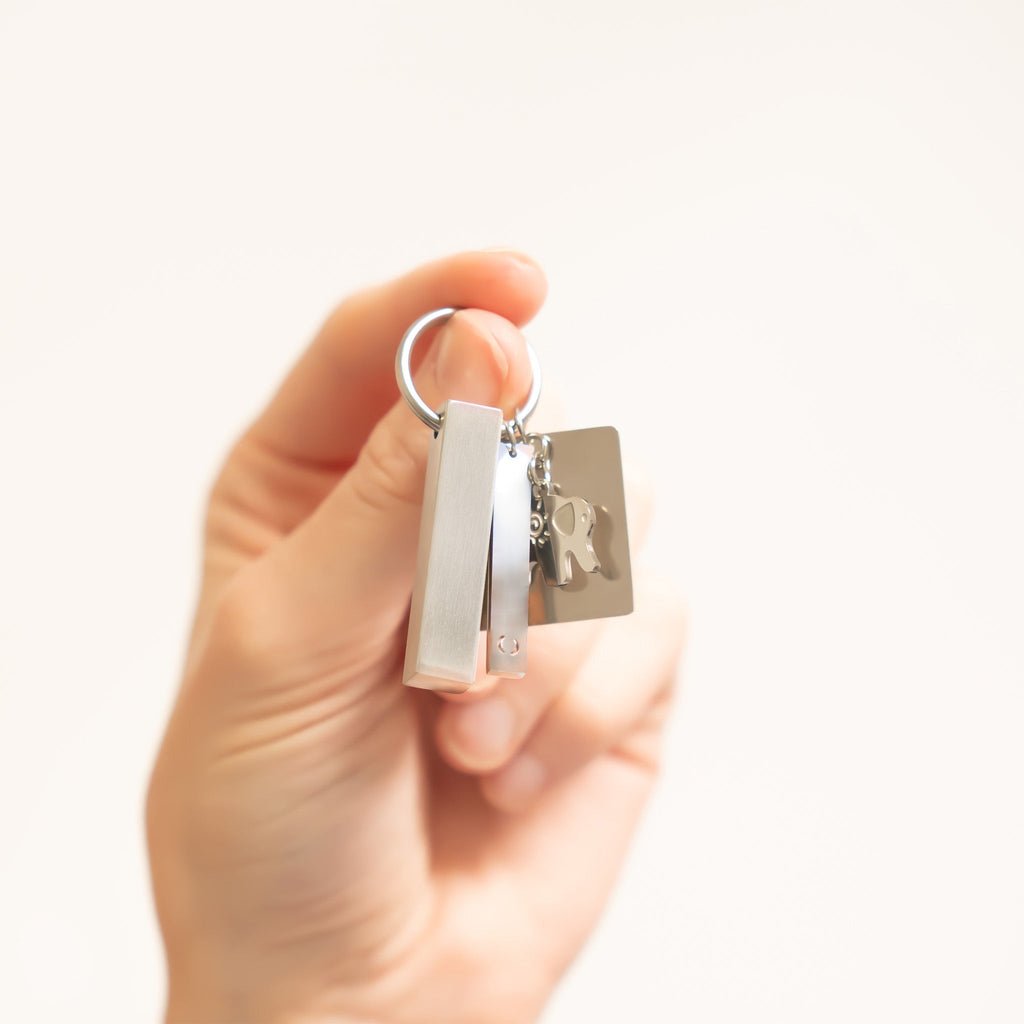 Stainless Steel Keychain – Durable Metal Key Holder with Four Sided Engraving Tag - Pendants | Sunflower Soul Boutique