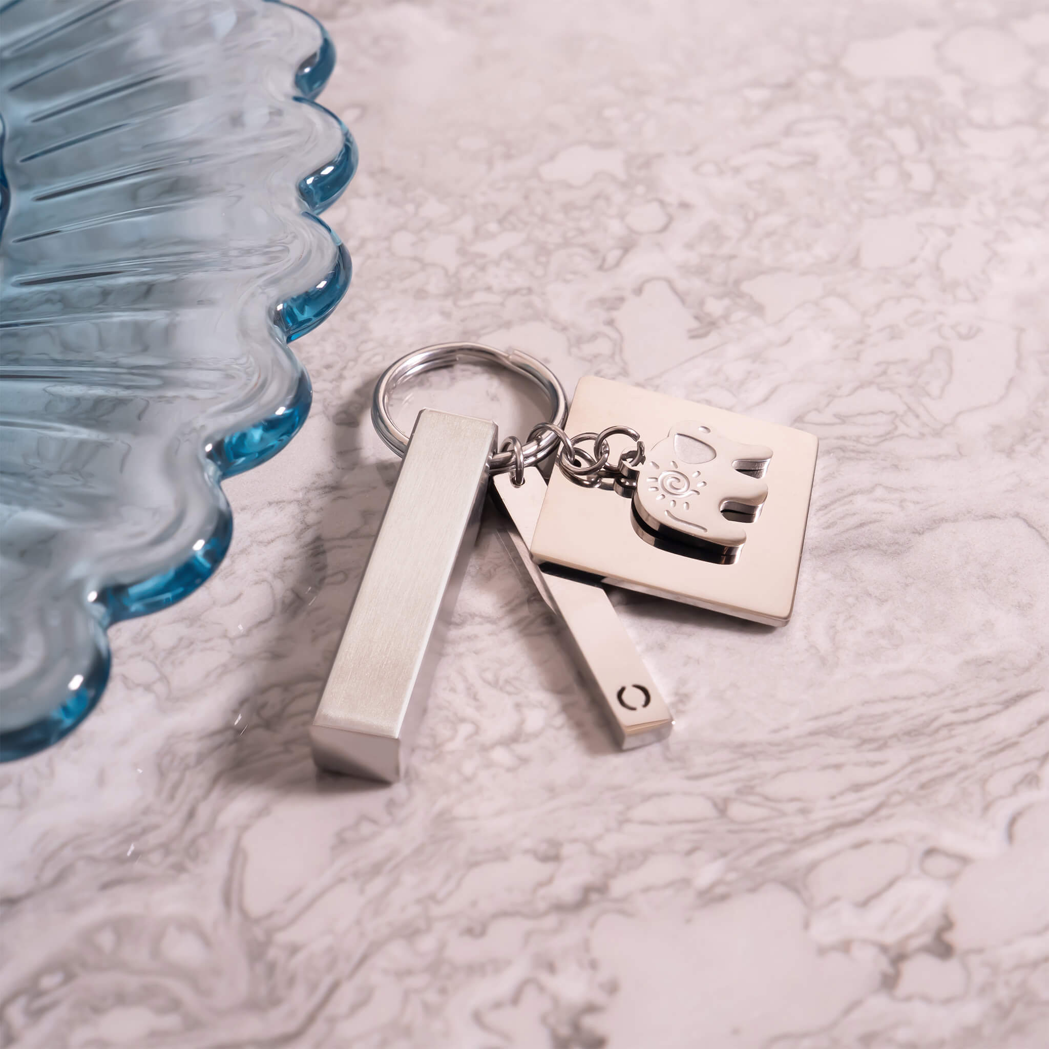 Stainless Steel Keychain – Durable Metal Key Holder with Four Sided Engraving Tag - Pendants | Sunflower Soul Boutique