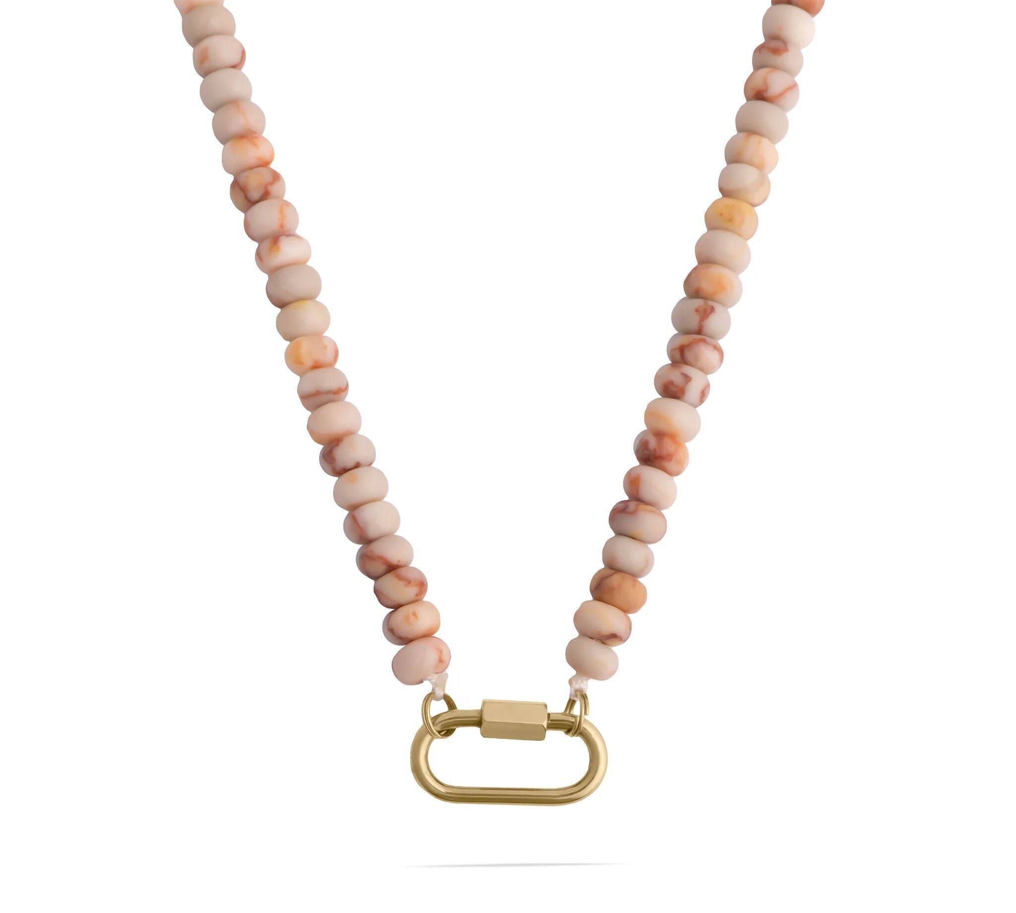 Stainless Steel Necklace – Chunky Glass Beads With Industrial Carabiner Clasp - Necklaces | Sunflower Soul Boutique