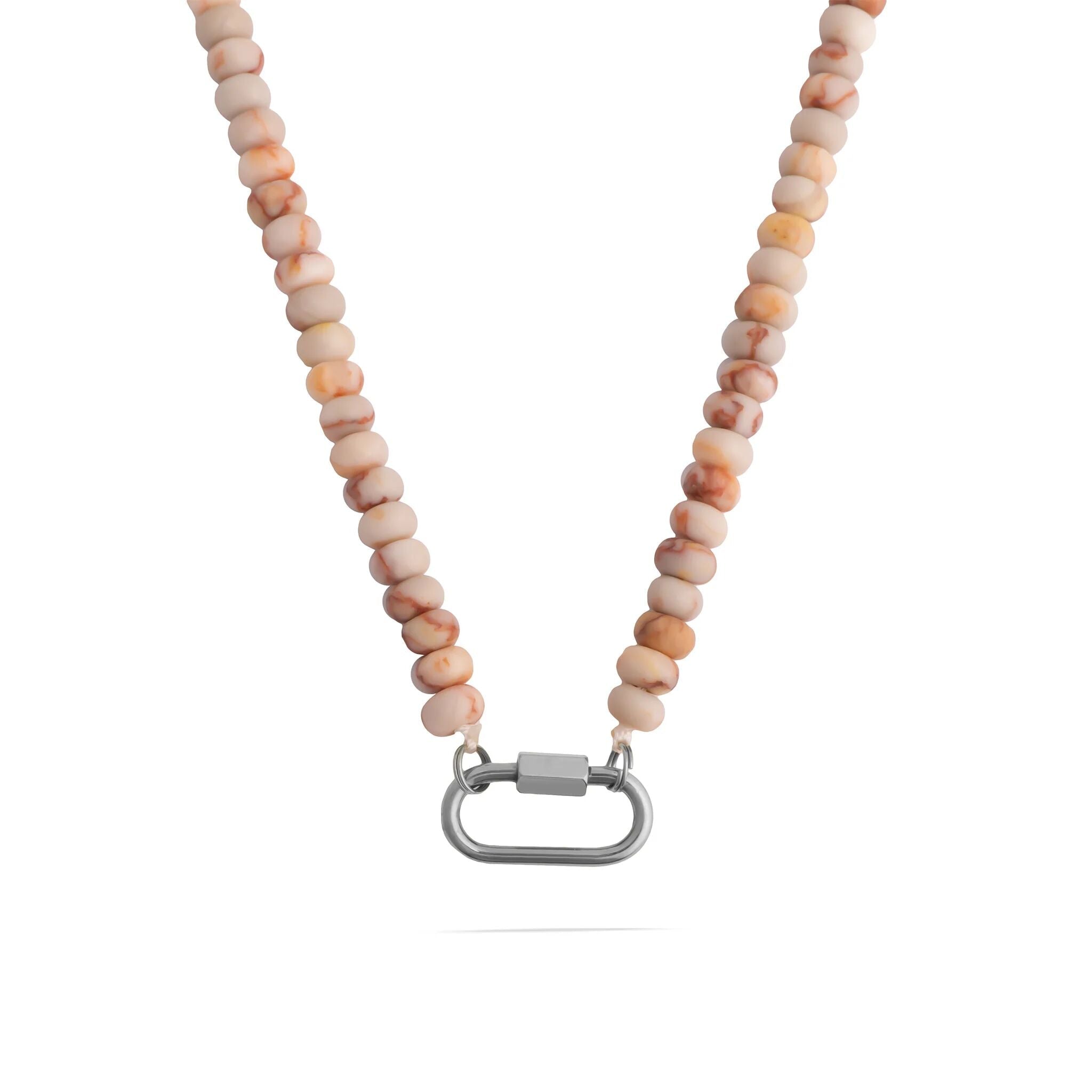 Stainless Steel Necklace – Chunky Glass Beads With Industrial Carabiner Clasp - Necklaces | Sunflower Soul Boutique