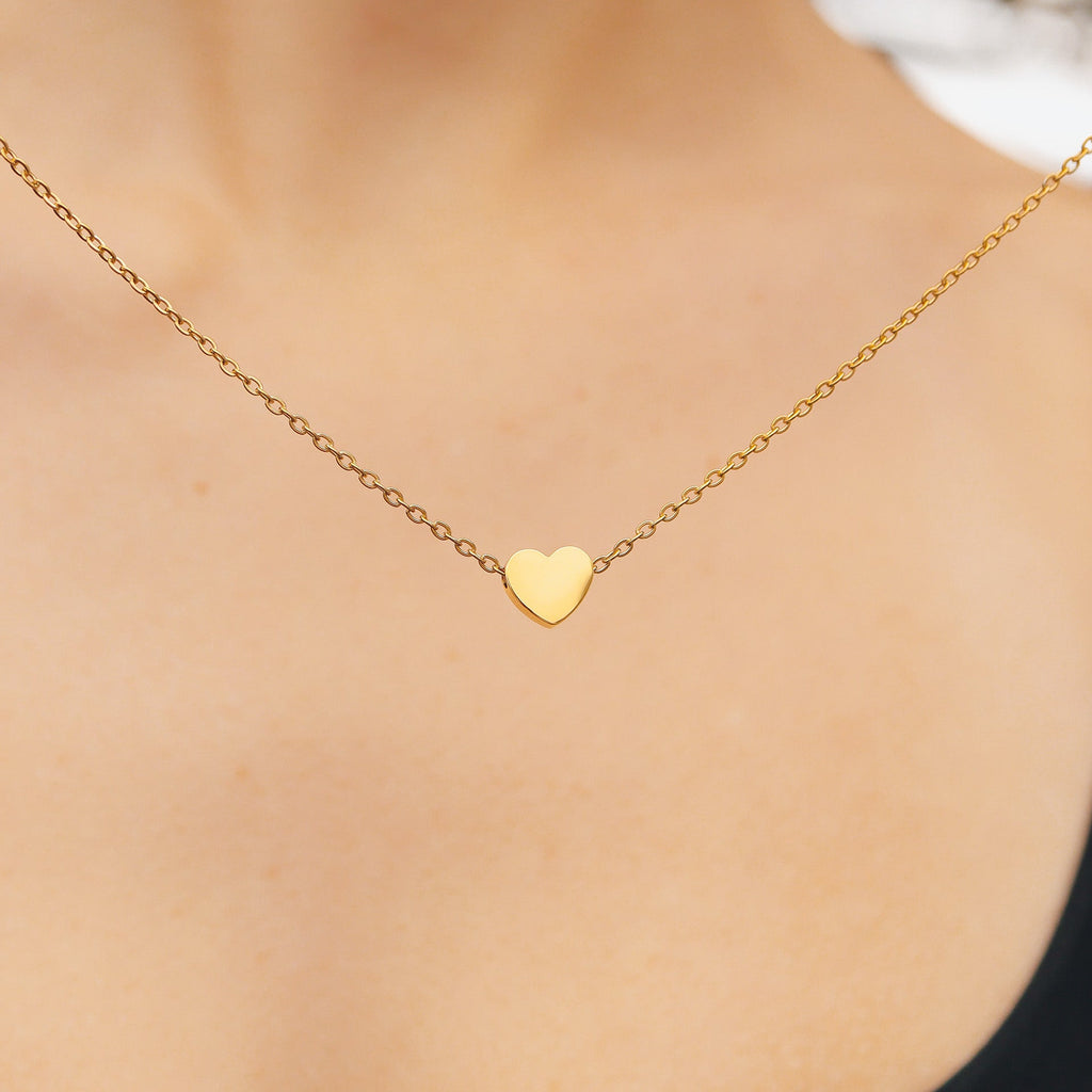 Stainless Steel Necklace – Mini Heart Pendant With 18 Inch Chain | Hypoallergenic, Polished - Necklaces | Sunflower Soul Boutique