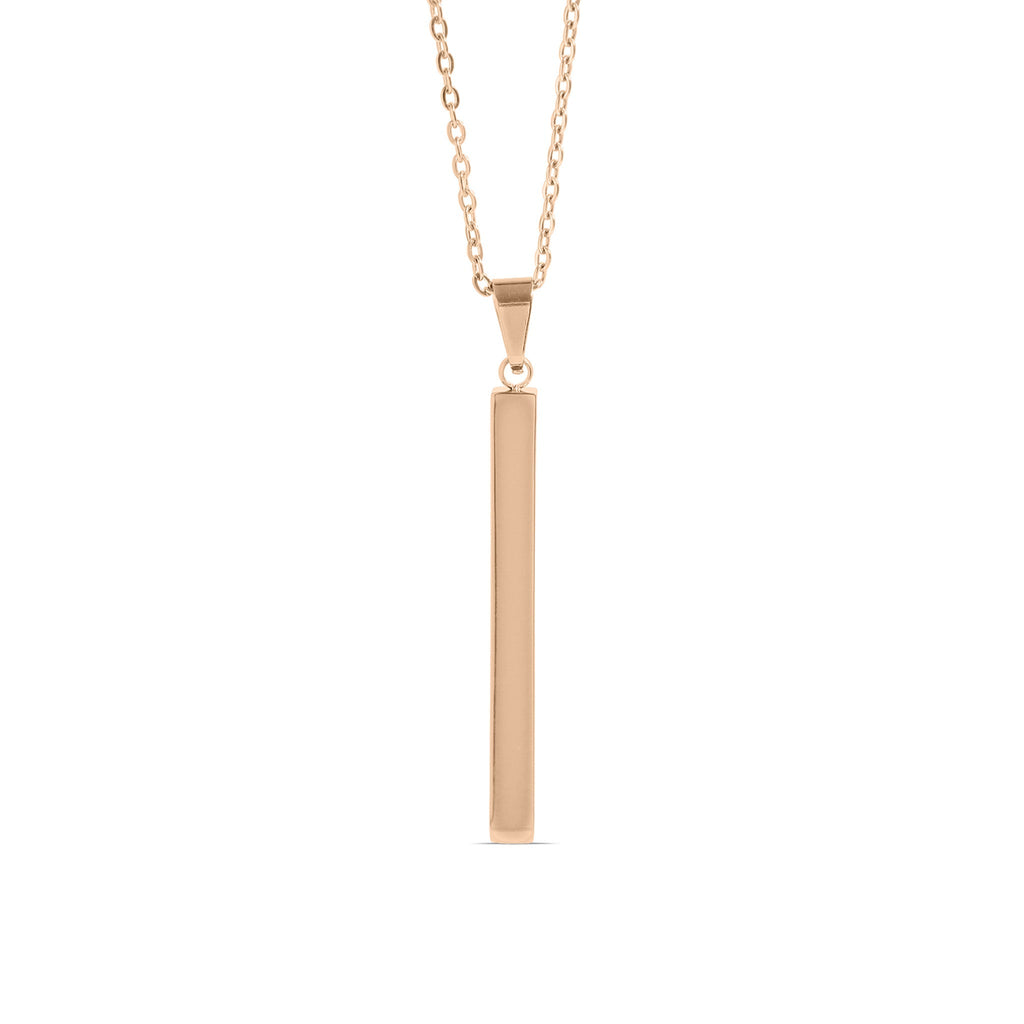 Stainless Steel Necklace | Vertical Bar Pendant on Polished Steel Chain - Necklaces | Sunflower Soul Boutique