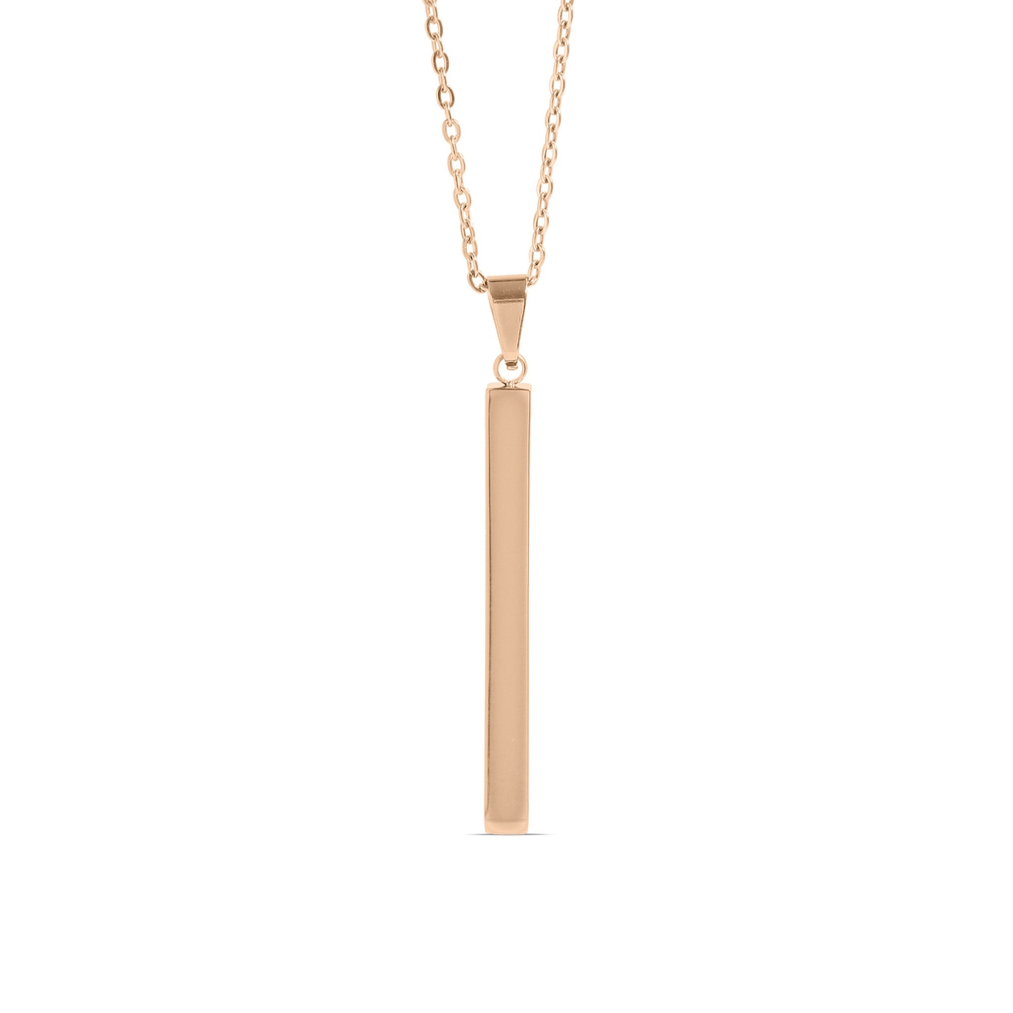 Stainless Steel Necklace | Vertical Bar Pendant on Polished Steel Chain - Necklaces | Sunflower Soul Boutique