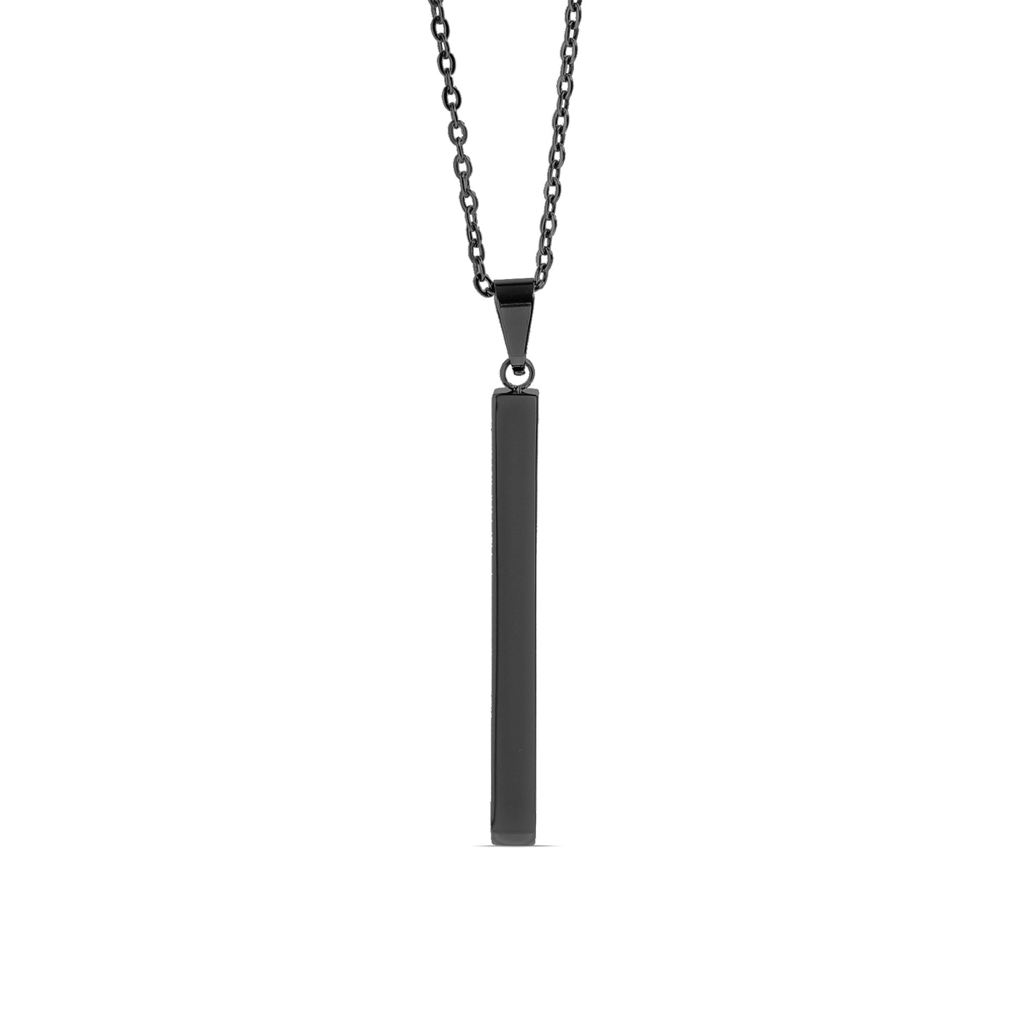 Stainless Steel Necklace | Vertical Bar Pendant on Polished Steel Chain - Necklaces | Sunflower Soul Boutique