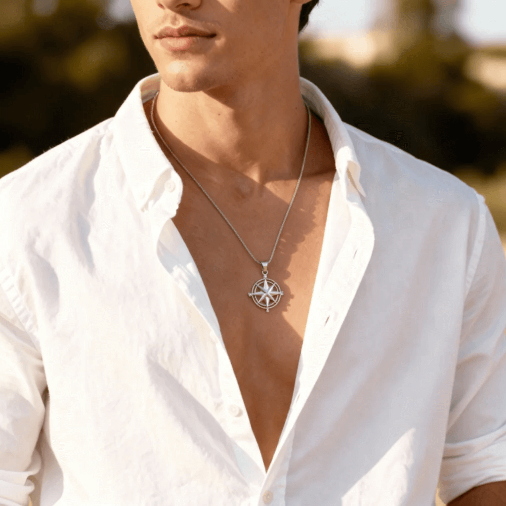 Stainless Steel Pendant | Durable Compass Rose Necklace - Nautical Charm Jewelry - Pendants | Sunflower Soul Boutique