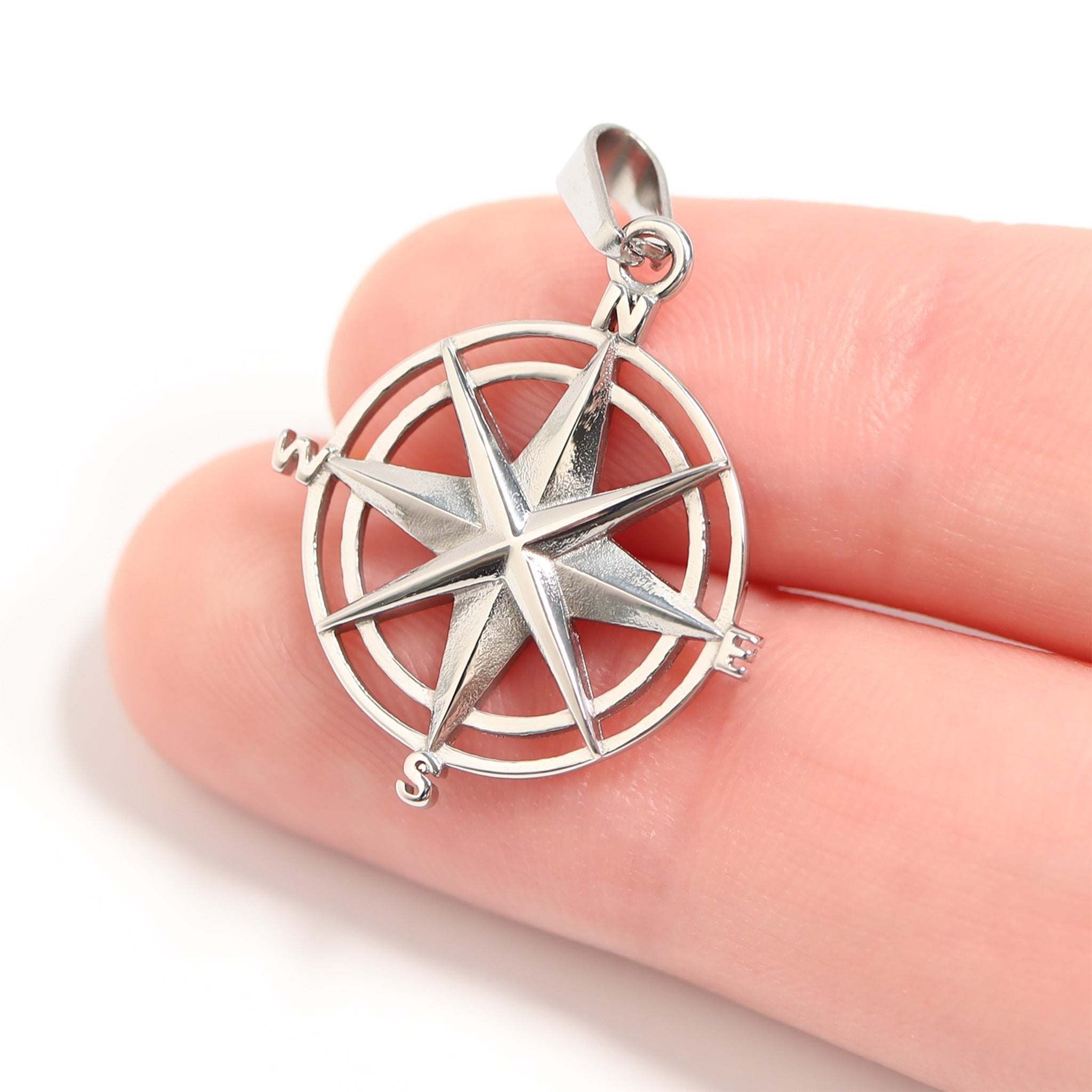 Stainless Steel Pendant | Durable Compass Rose Necklace - Nautical Charm Jewelry - Pendants | Sunflower Soul Boutique