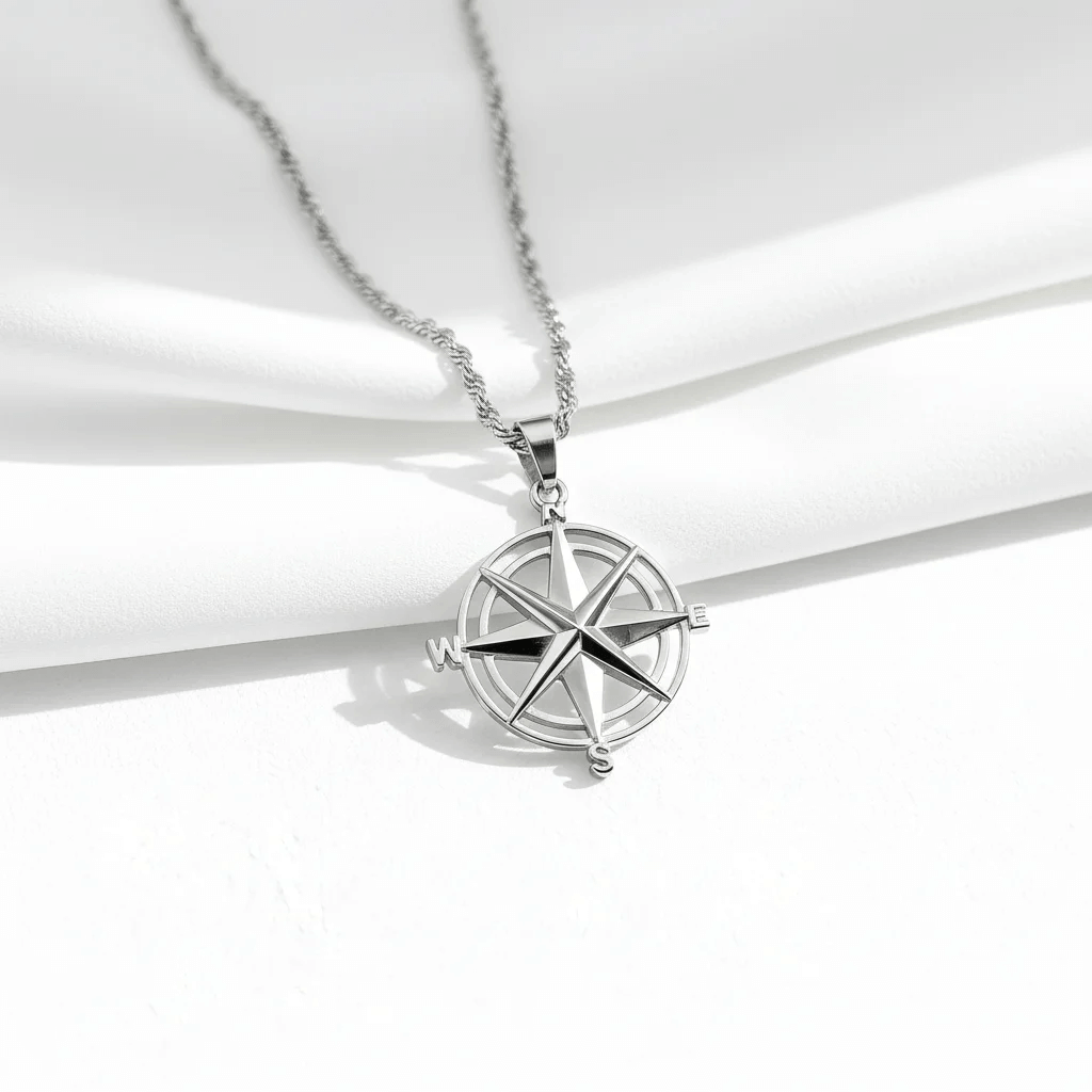 Stainless Steel Pendant | Durable Compass Rose Necklace - Nautical Charm Jewelry - Pendants | Sunflower Soul Boutique