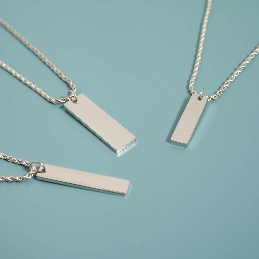Stainless Steel Pendant – Polished Vertical Bar Engraving Blank Bar for Custom Jewelry - Pendants | Sunflower Soul Boutique