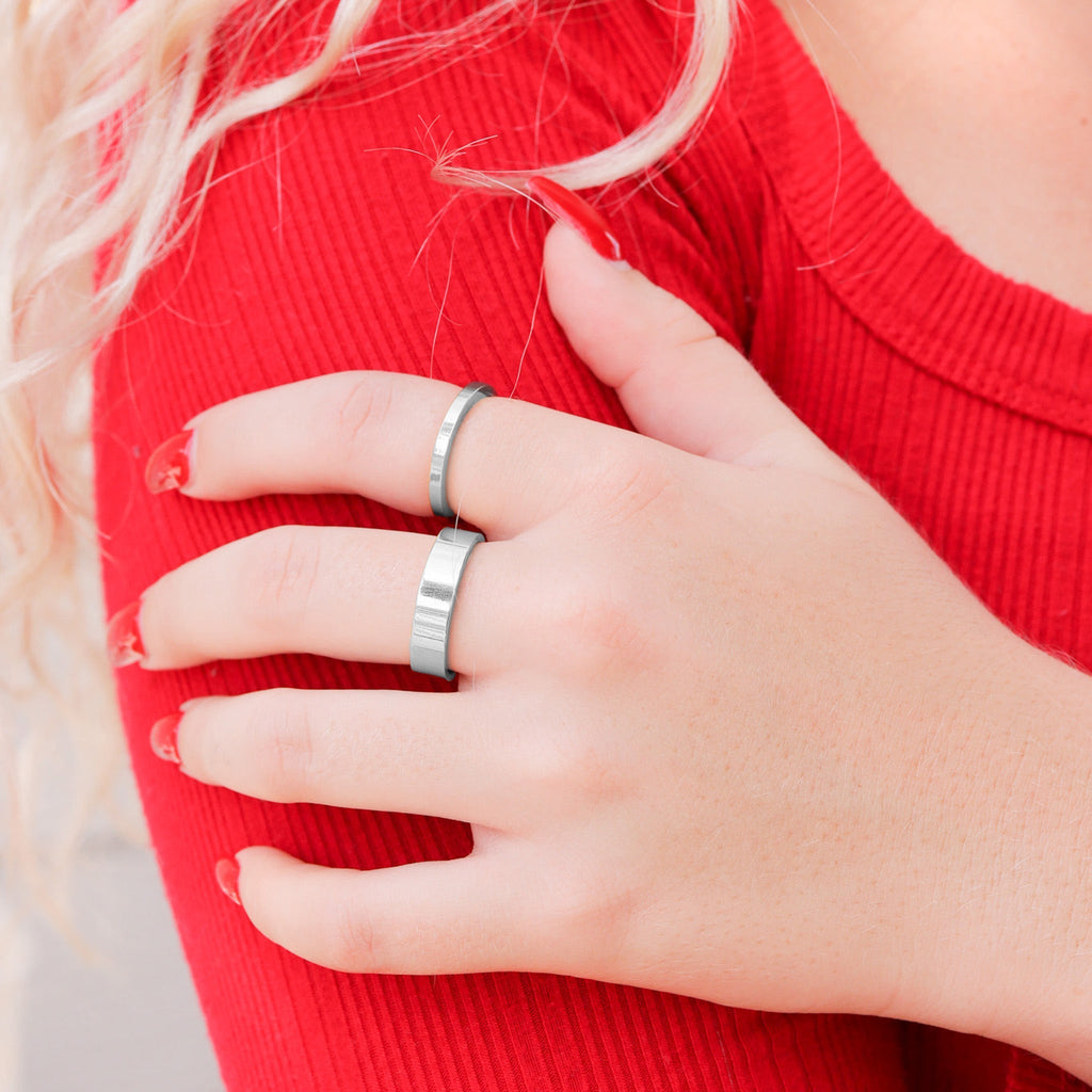 Stainless Steel Ring - Polished Flat Band for Custom Engraving, Hypoallergenic - Rings | Sunflower Soul Boutique