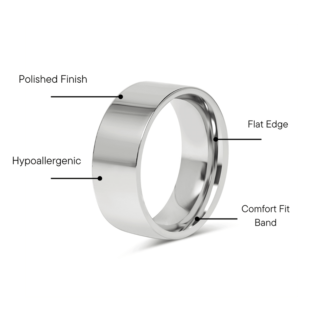 Stainless Steel Ring - Polished Flat Band for Custom Engraving, Hypoallergenic - Rings | Sunflower Soul Boutique