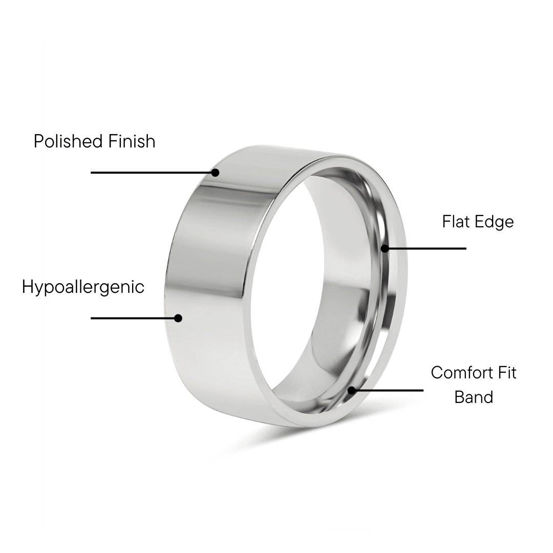 Stainless Steel Ring - Polished Flat Band for Custom Engraving, Hypoallergenic - Rings | Sunflower Soul Boutique