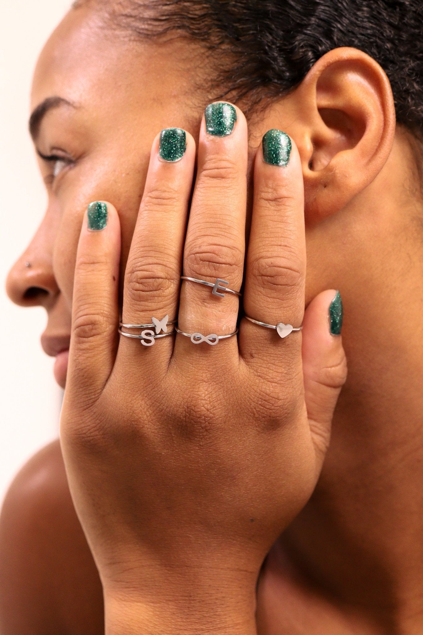 Stainless Steel Stacking Rings – Custom Initial A-M | Durable 316L Hypoallergenic Jewelry - Ring | Sunflower Soul Boutique