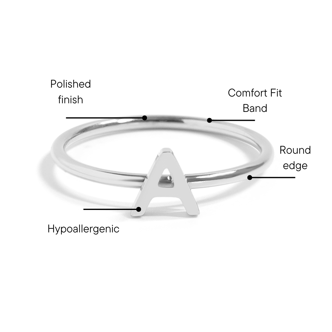 Stainless Steel Stacking Rings – Custom Initial A-M | Durable 316L Hypoallergenic Jewelry - Ring | Sunflower Soul Boutique