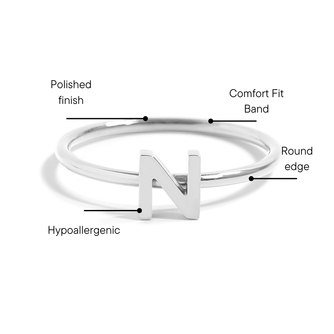 Stainless Steel Stacking Rings – Durable Personalized Initial 316L Hypoallergenic Rings - Ring | Sunflower Soul Boutique