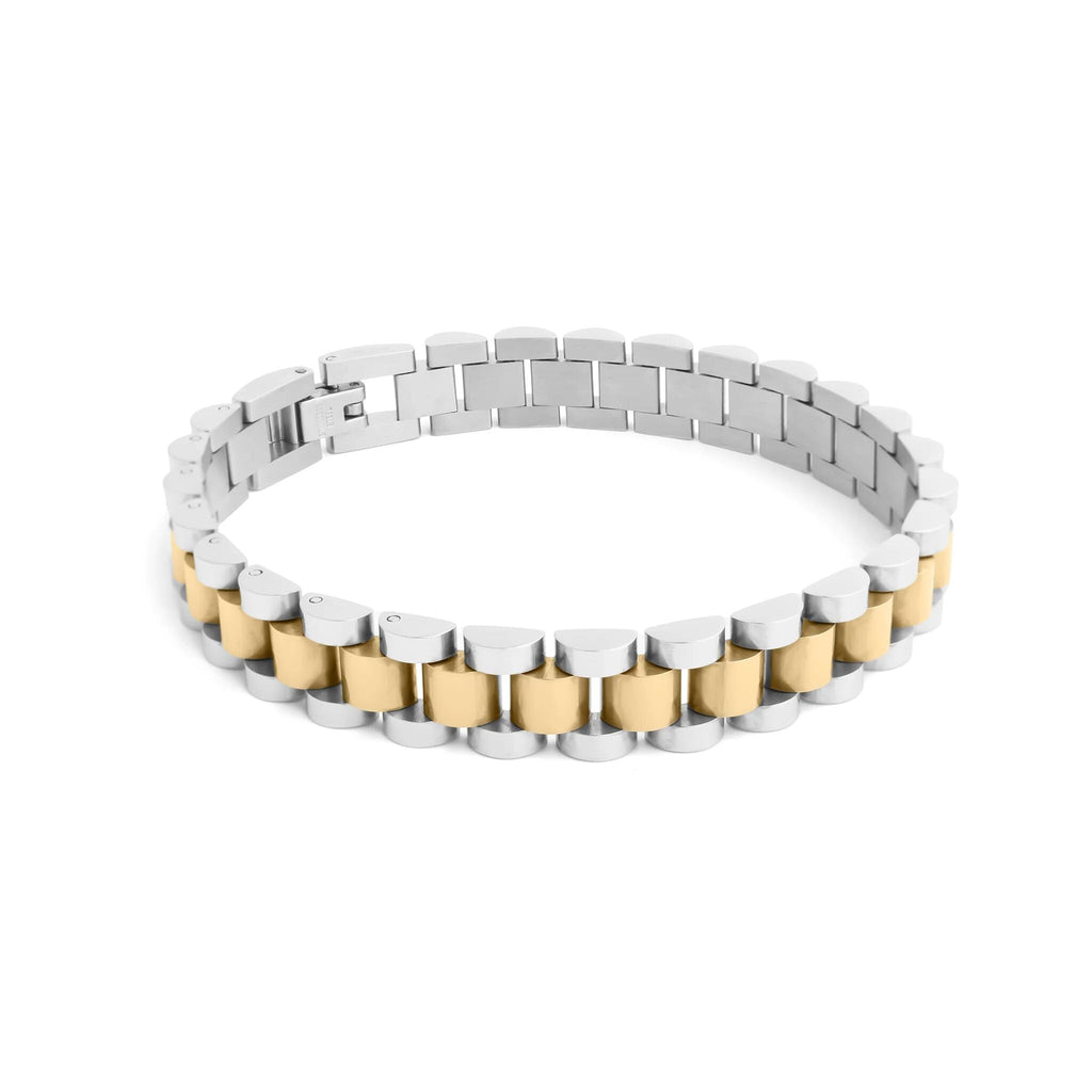 stainless steel watch bracelet, 18K Gold PVD Two-Tone Link Band