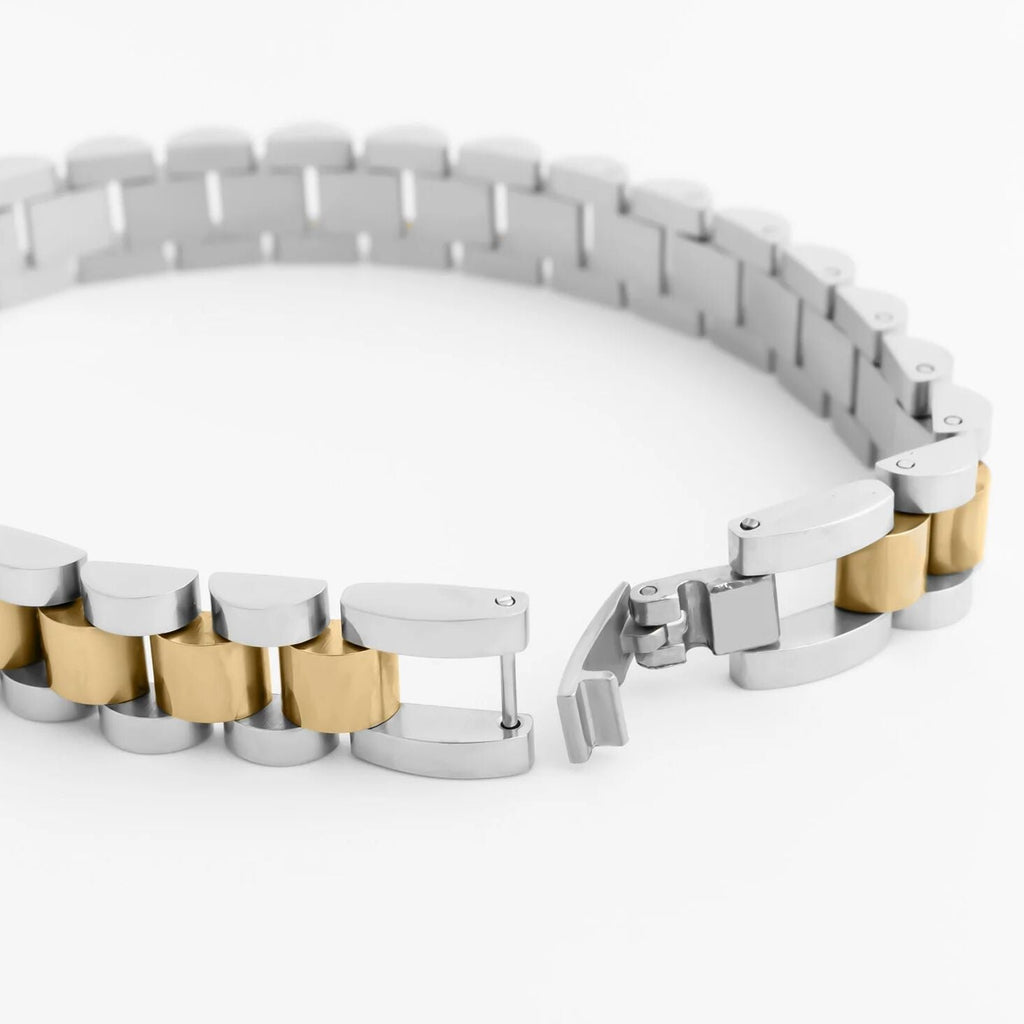 stainless steel watch bracelet, 18K Gold PVD Two-Tone Link Band