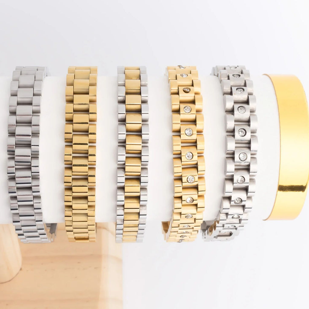 stainless steel watch bracelet, 18K Gold PVD Two-Tone Link Band