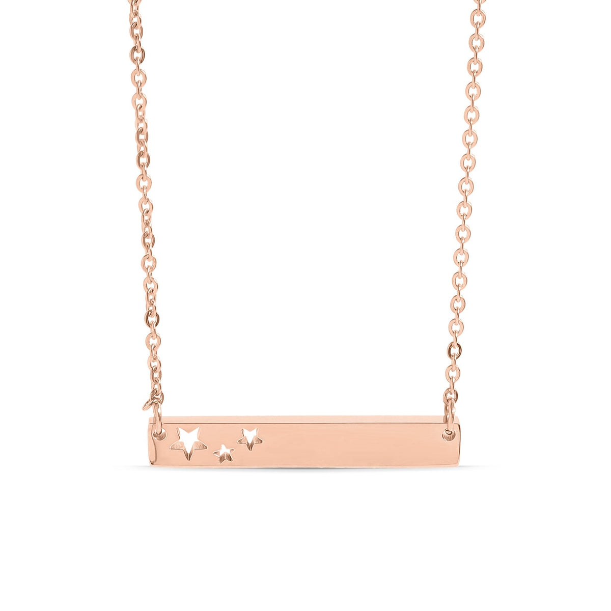 Chain necklace with bar pendant  with three star engravings